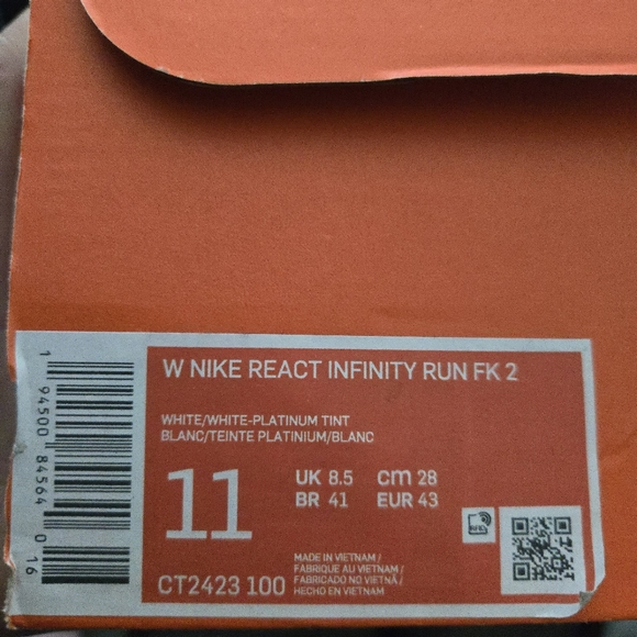 Nike React Infinity Run FK 2 Women Size 11 White Platinum 032026 - Picture 7 of 7